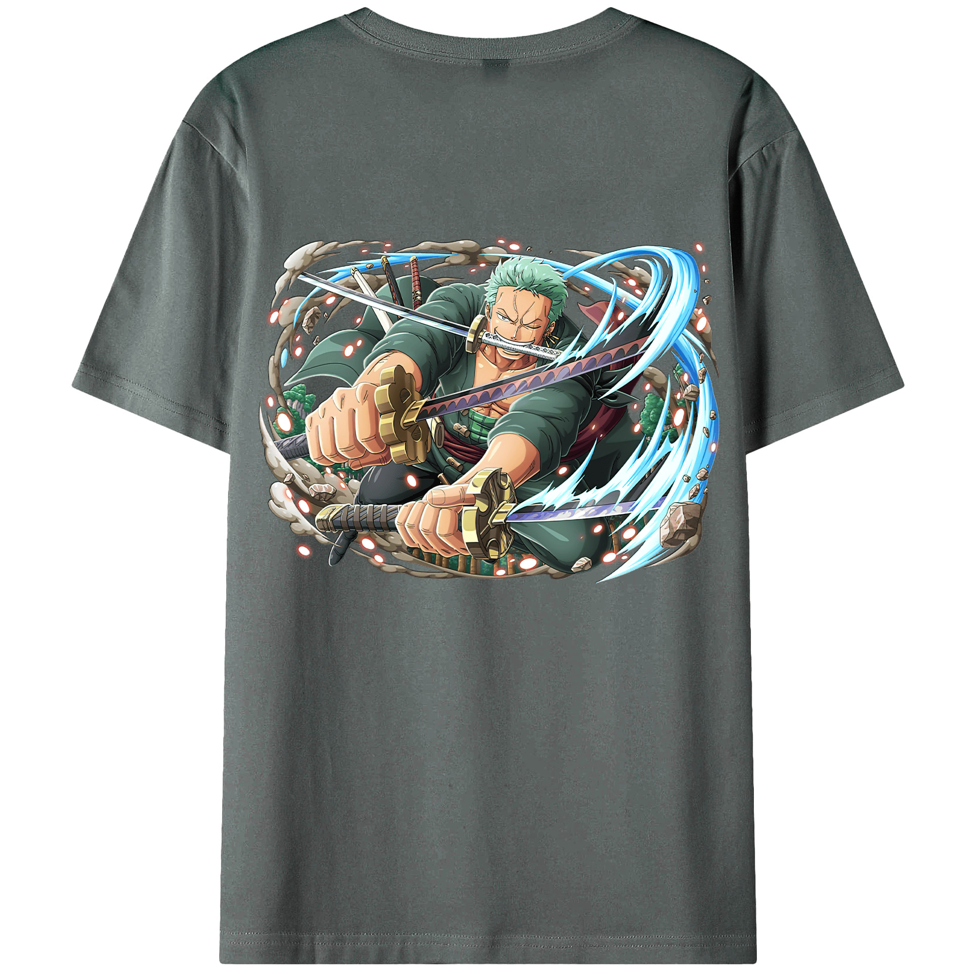 ワンピース ロロノア・ゾロ ONE PIECE Roronoa Zoro 綿100％ メンズ半袖Tシャツ（バックプリント） 通気性